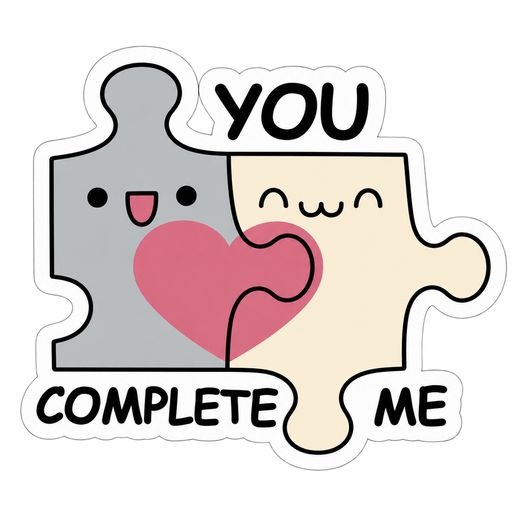 You Complete Me Puzzle Heart Sticker