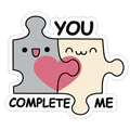 You Complete Me Puzzle Heart Sticker