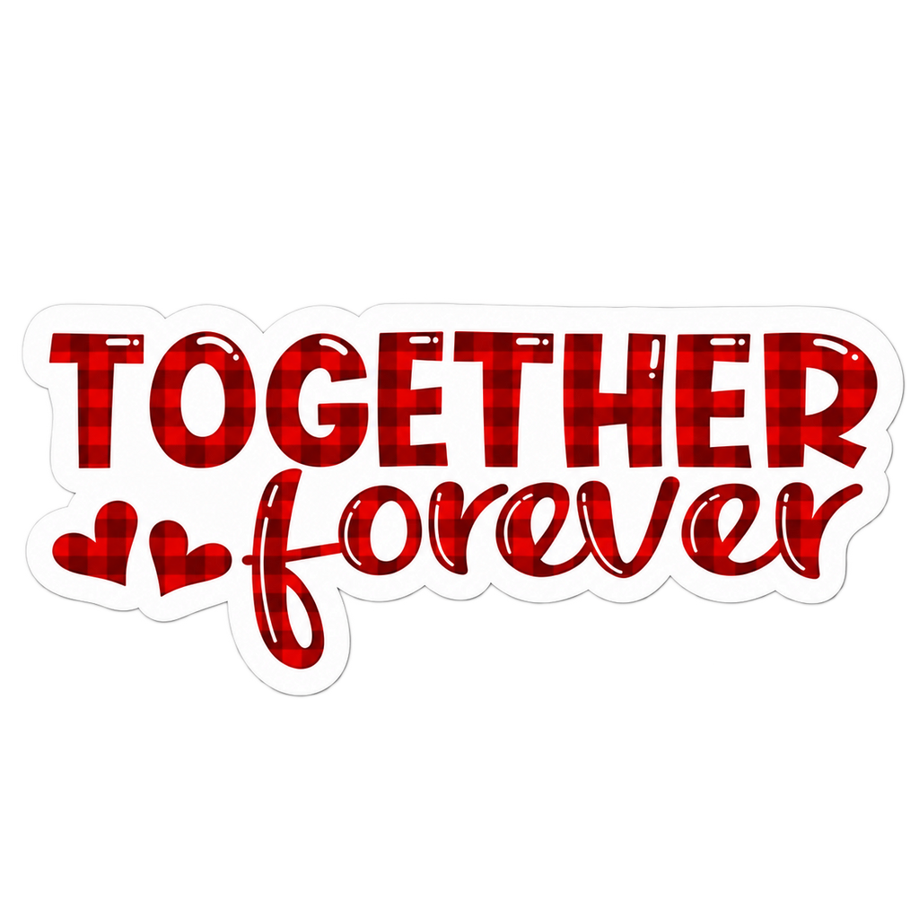 Together Forever Red Plaid Sticker