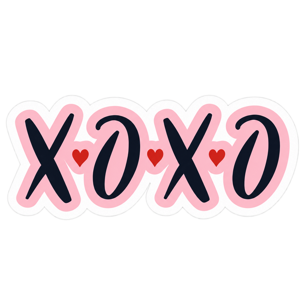 XOXO Pink & Black Heart Sticker