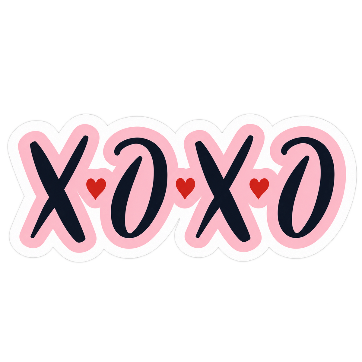 XOXO Pink & Black Heart Sticker
