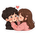 Cute Couple Kiss Sticker