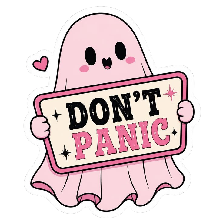 Don't Panic Cute Ghost Sticker