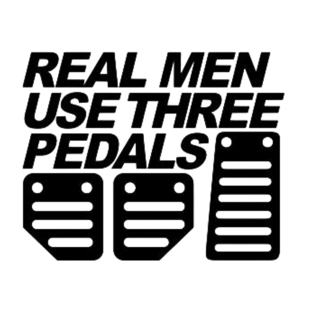 Real Men Use Three Pedals Sticker