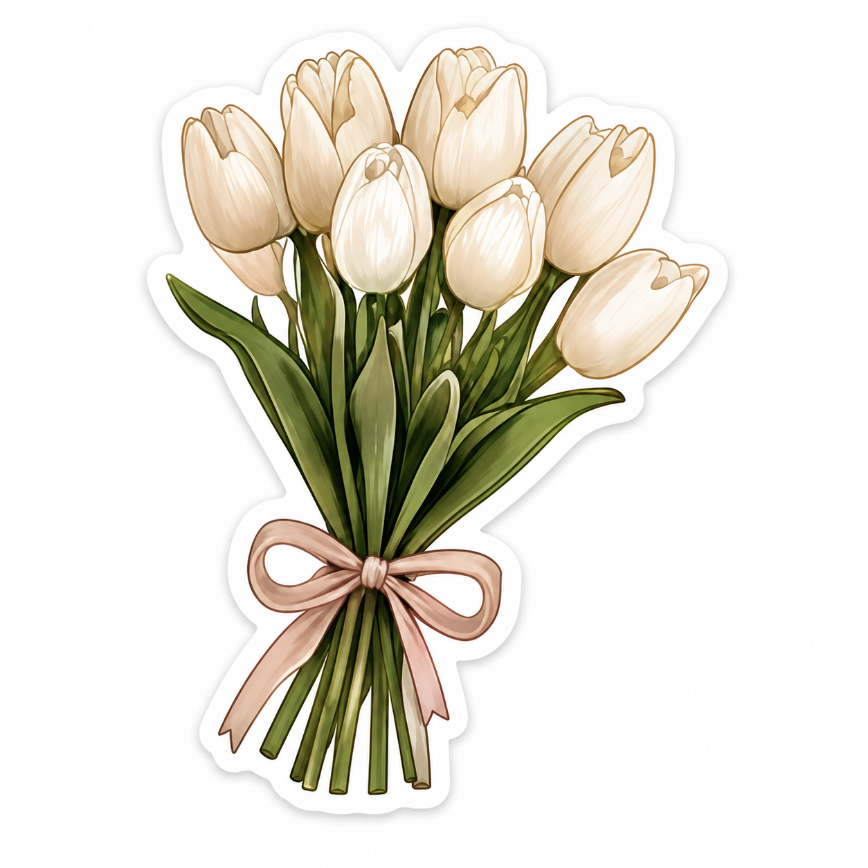 White Flower Bouquet Aesthetic Sticker