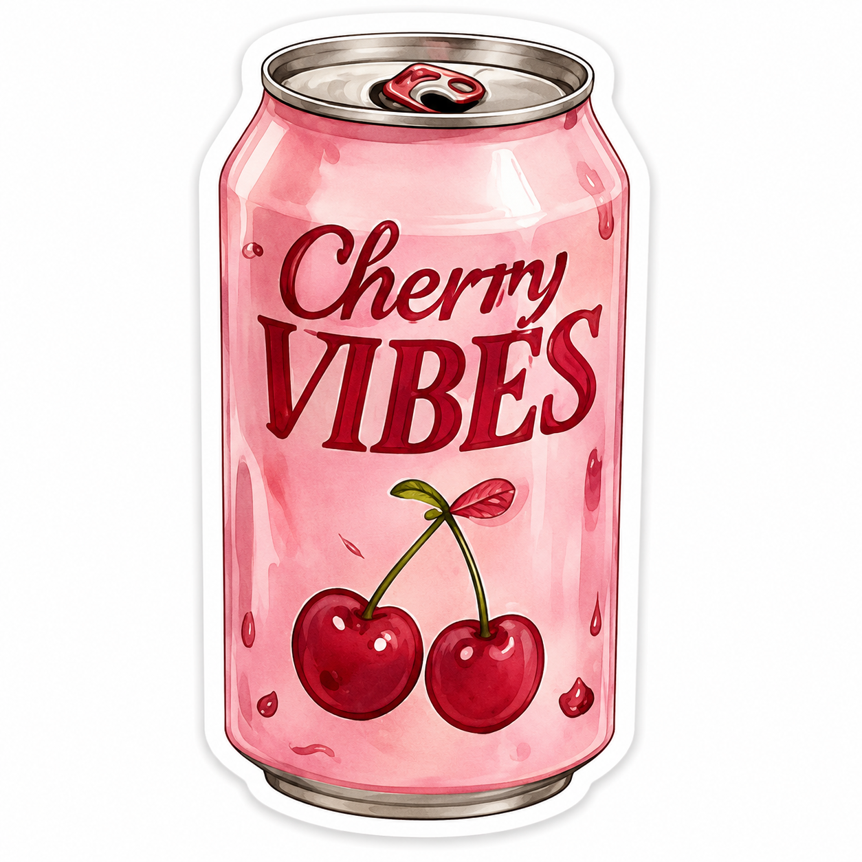 Cherry Vibes Cute Drink Sticker