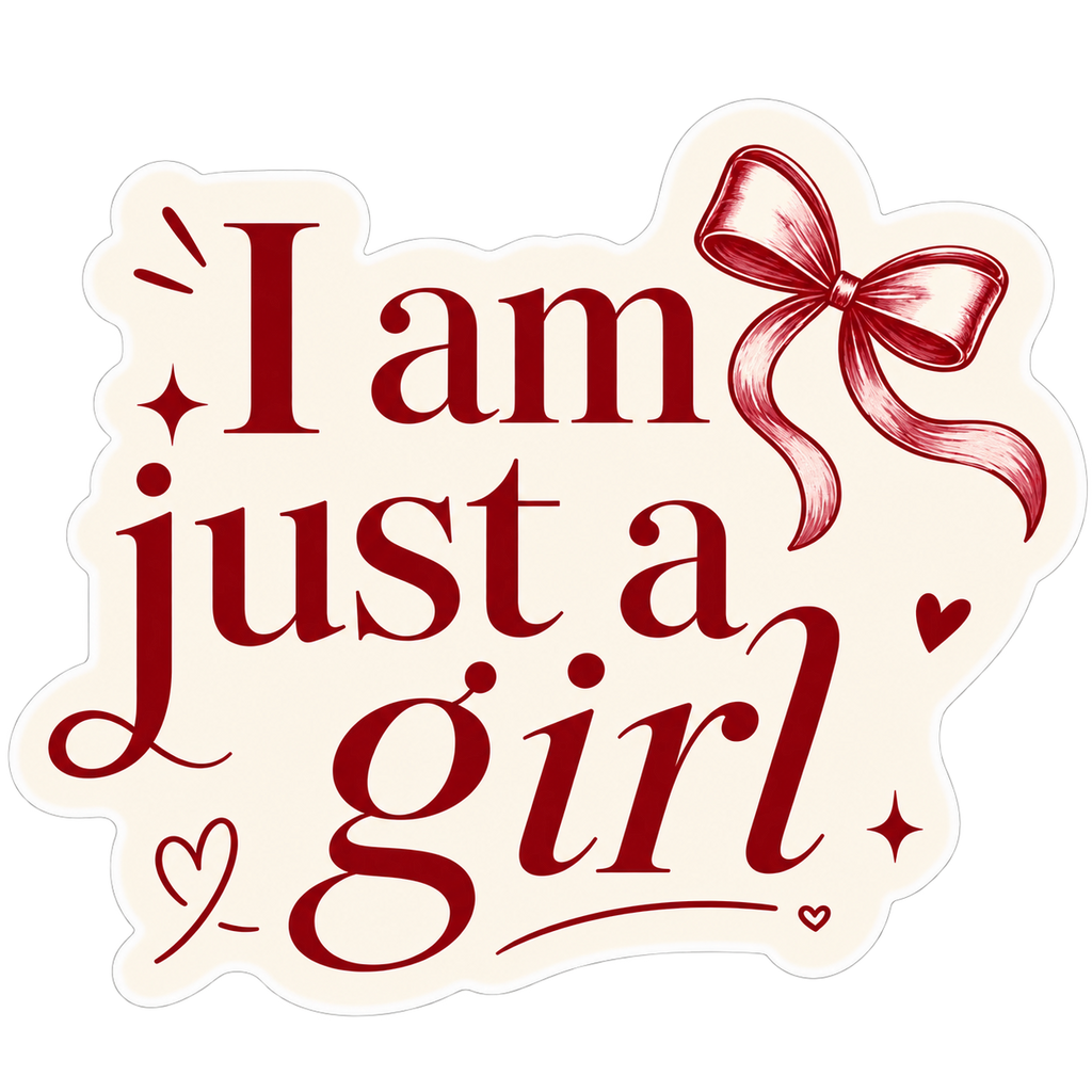 I Am Just a Girl Bow Sticker