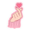Pink Finger Heart Love Sticker