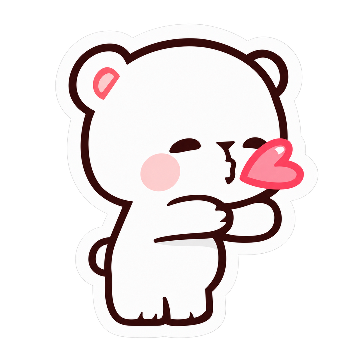 Kawaii Bear Blowing Heart Kiss Sticker