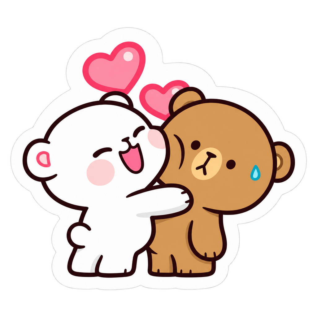 Kawaii Bear Hug Sticker