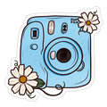 Pastel Blue Camera & Daisy Sticker