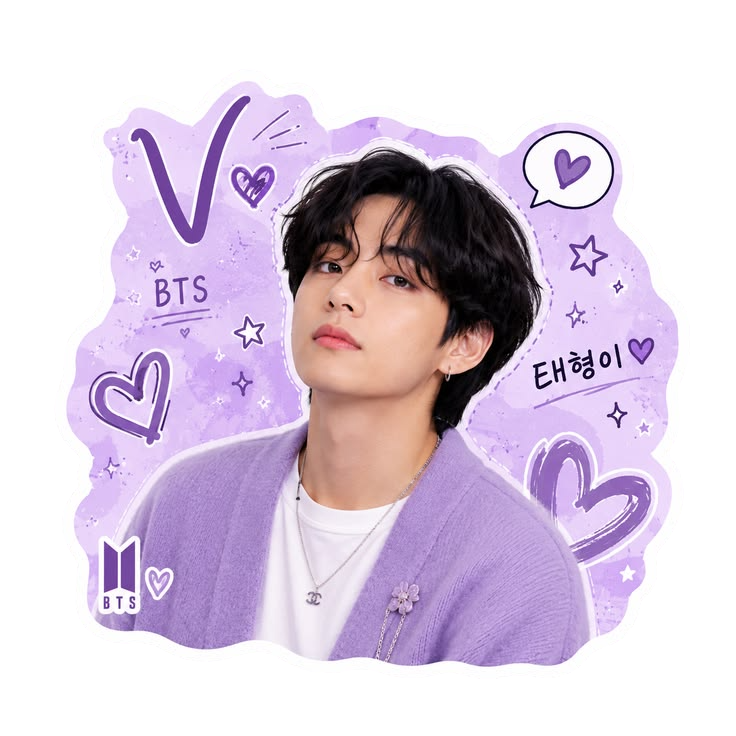 BTS V Kim Taehyung Aesthetic Stickers – Purple K-pop Collection | Swell Stickers